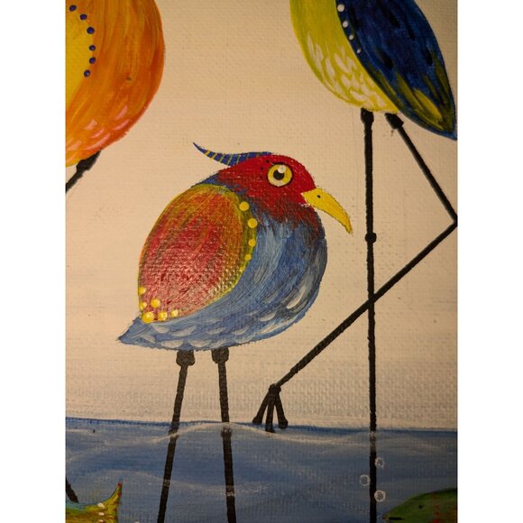 Small art Birds and Fish in water Original, no frame - Picture 5 of 9